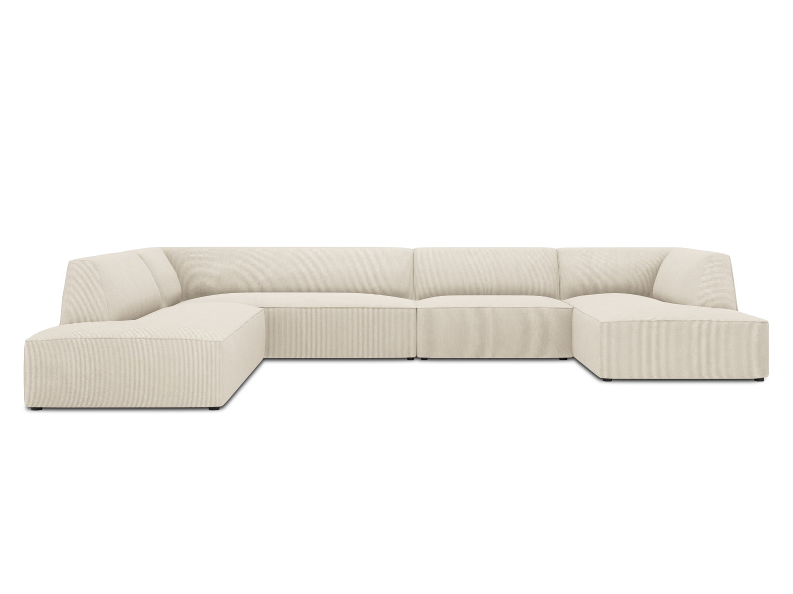 Ruby Panoramic Corner Sofa, 7 Seats, 366x273 cm — Light Beige / Left