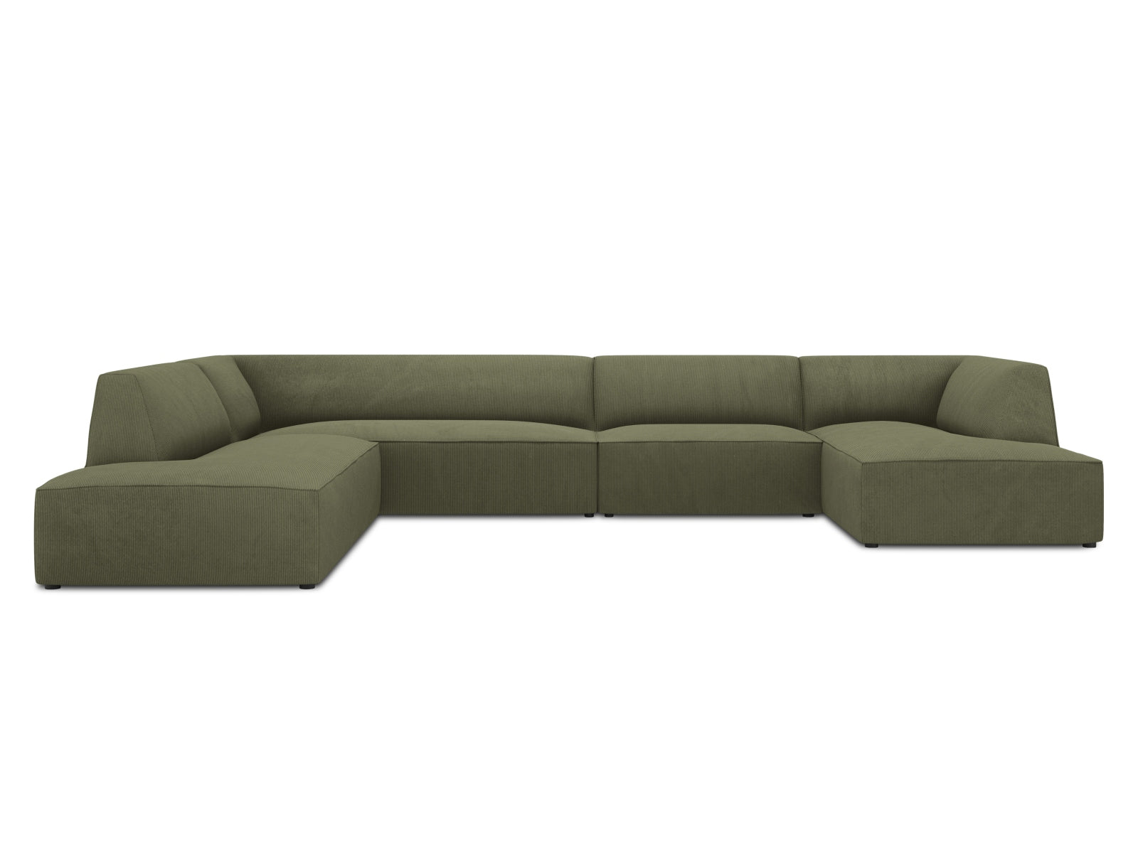 Ruby Panoramic Corner Sofa, 7 Seats, 366x273 cm — Green / Left