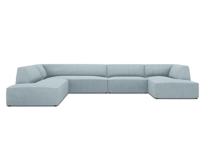 Panorama-Ecksofa Cord Schwarz Ruby — Light Beige