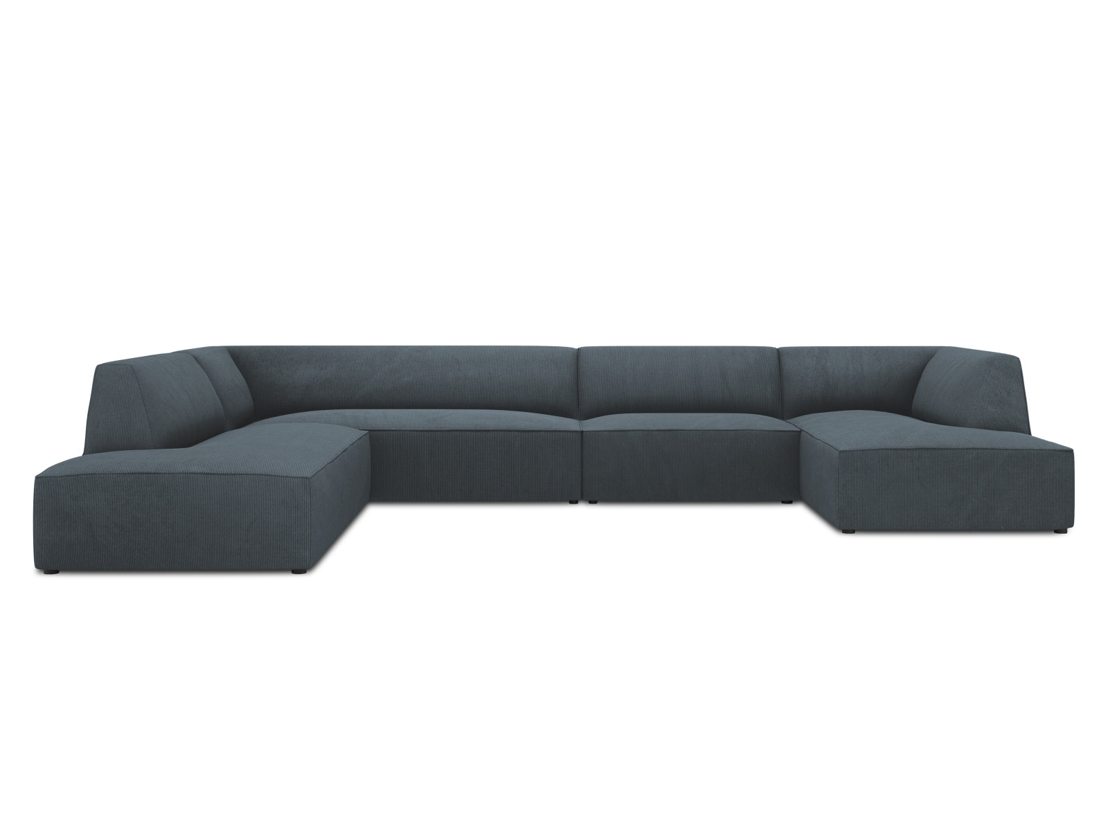 Ruby Panoramic Corner Sofa, 7 Seats, 366x273 cm — Blue / Left