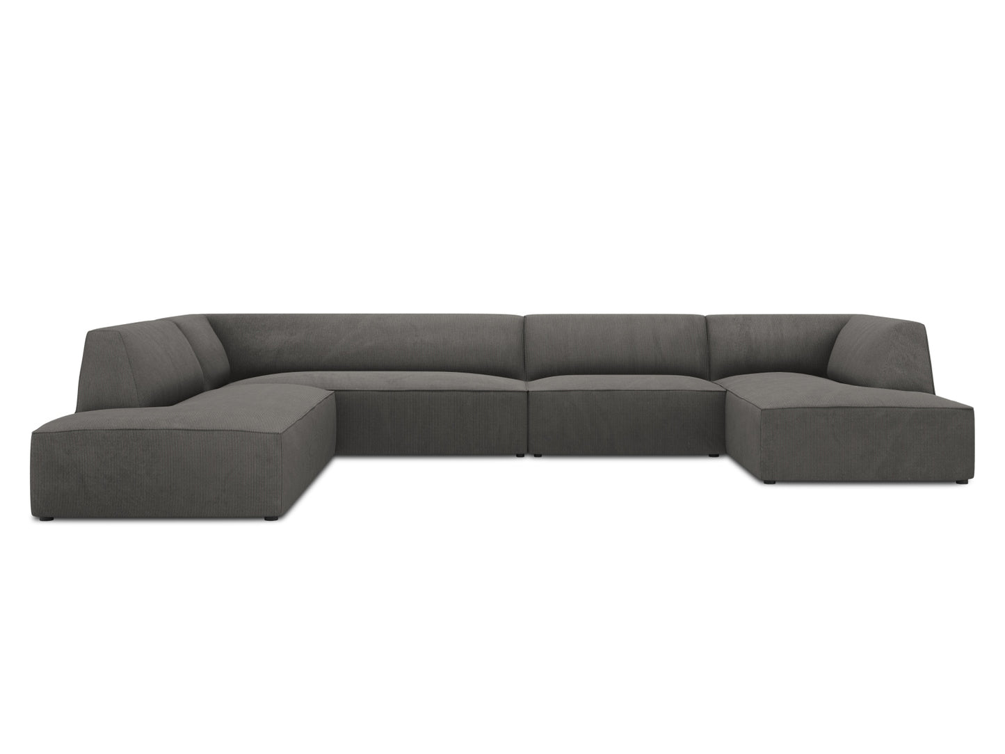 Panorama-Ecksofa Cord Schwarz Ruby — Blue