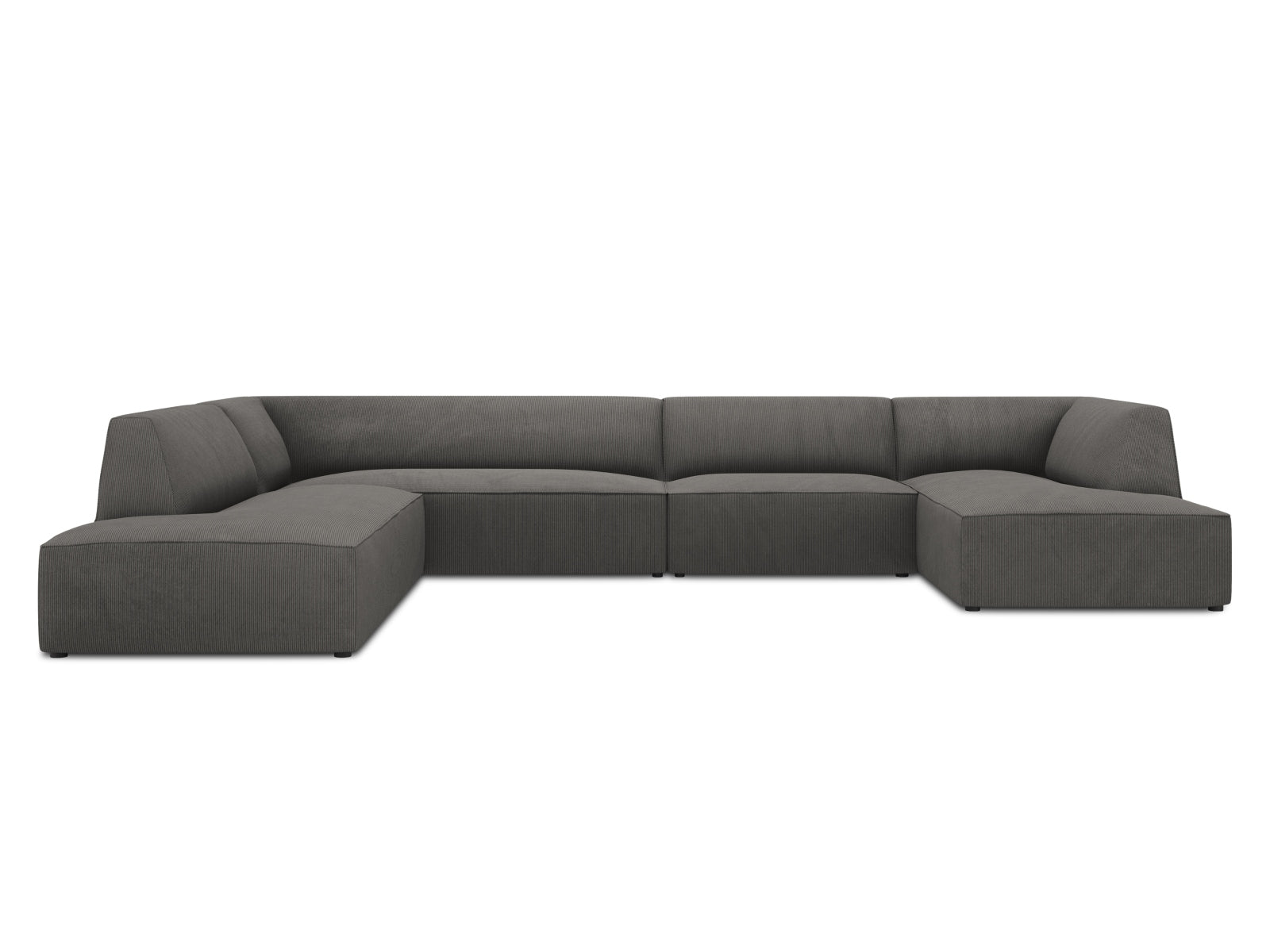 Ruby Panoramic Corner Sofa, 7 Seats, 366x273 cm — Dark Grey / Left
