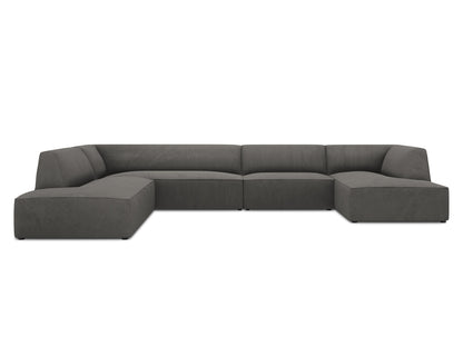 Panorama-Ecksofa Cord Schwarz Ruby — Blue