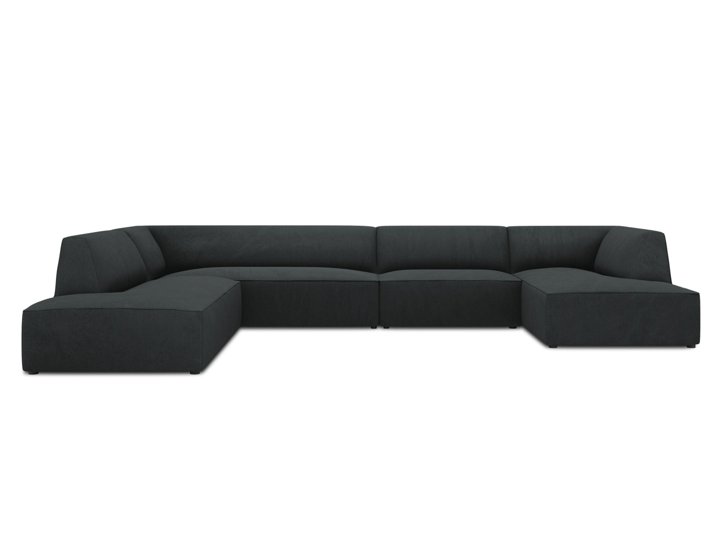 Panorama-Ecksofa Cord Schwarz Ruby — Wohnbeispiel