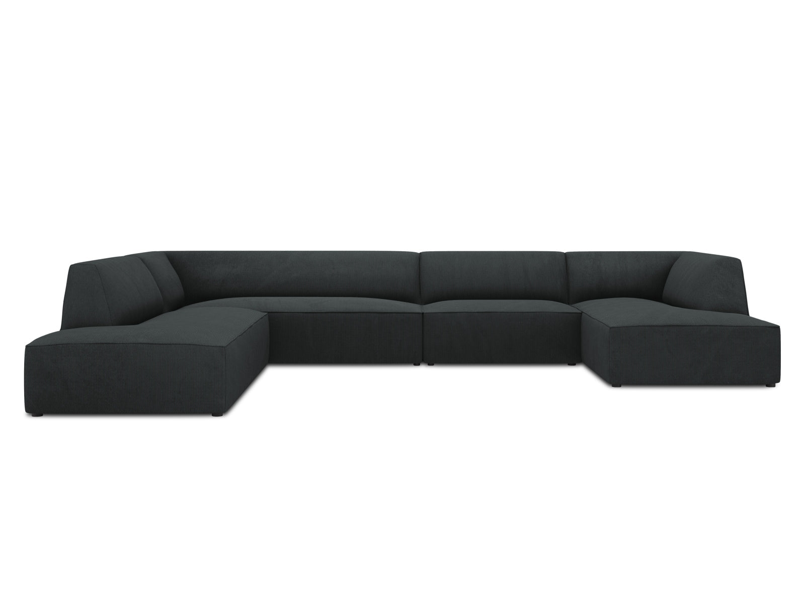 Panorama-Ecksofa Cord Schwarz Ruby — Wohnbeispiel