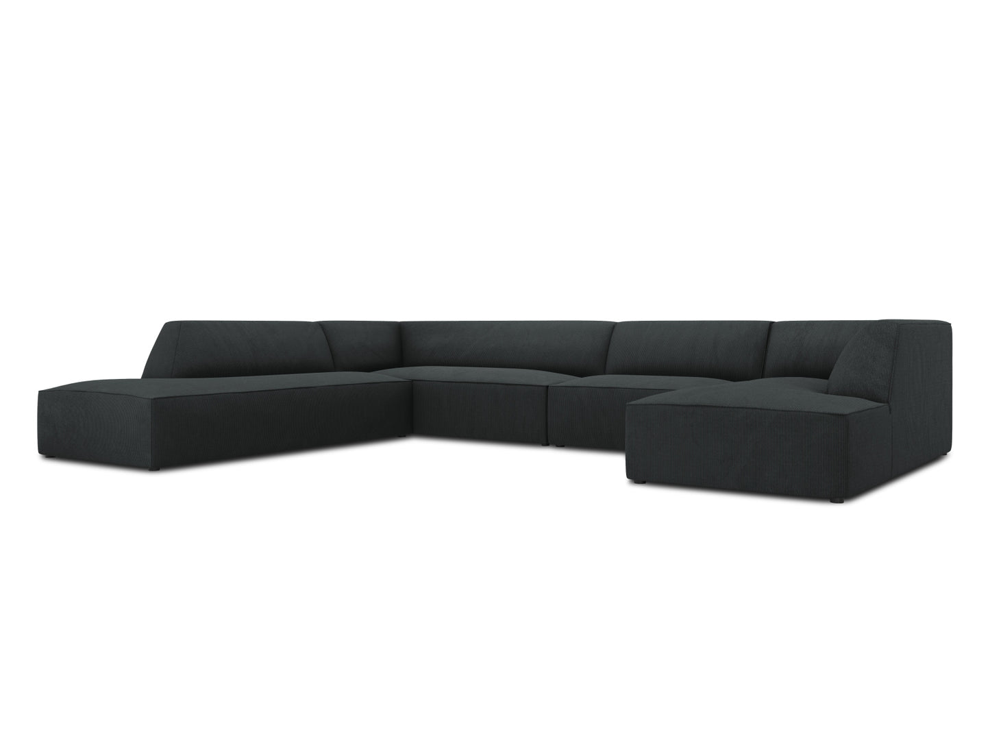 Panorama-Ecksofa Cord Schwarz Ruby — Detailansicht