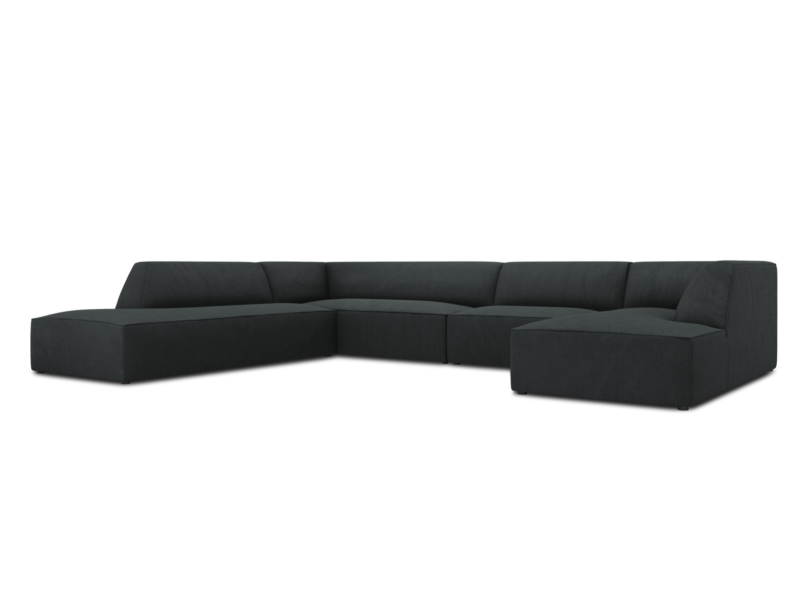 Panorama-Ecksofa Cord Schwarz Ruby — Detailansicht