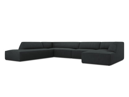Panorama-Ecksofa Cord Schwarz Ruby — Detailansicht