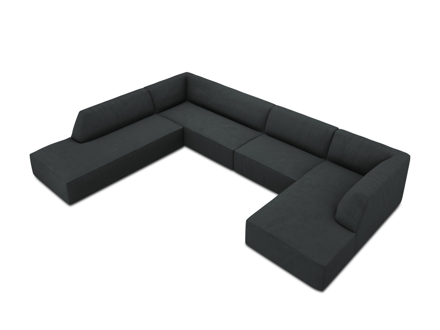Panorama-Ecksofa Cord Schwarz Ruby — Maße und Details