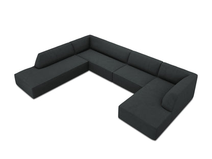 Panorama-Ecksofa Cord Schwarz Ruby — Maße und Details