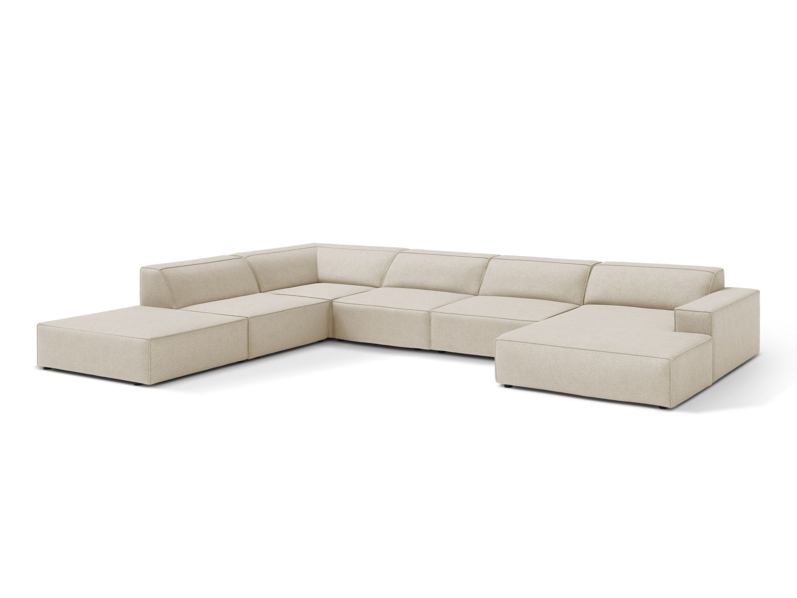 Panorama-Ecksofa Bouclé Beige Jodie — Wohnbeispiel