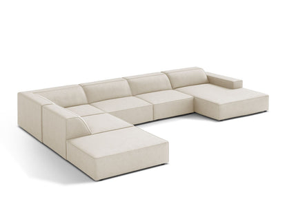 Panorama-Ecksofa Bouclé Beige Jodie — Detailansicht