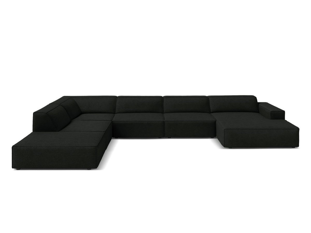 Jodie Panoramic Corner Sofa, 7 Seats, 361x258 cm — Black / Left