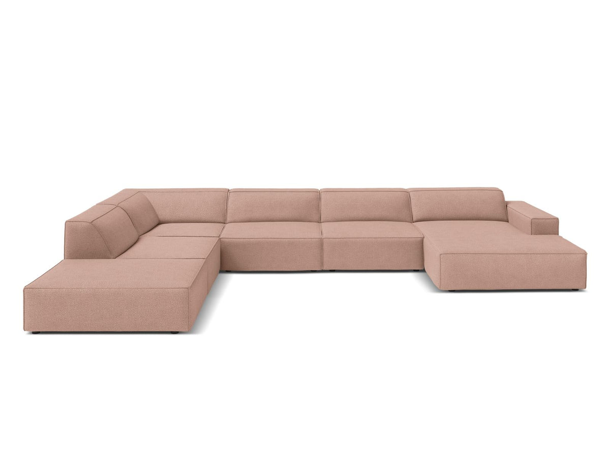 Jodie Panoramic Corner Sofa, 7 Seats, 361x258 cm — Powder Pink / Left