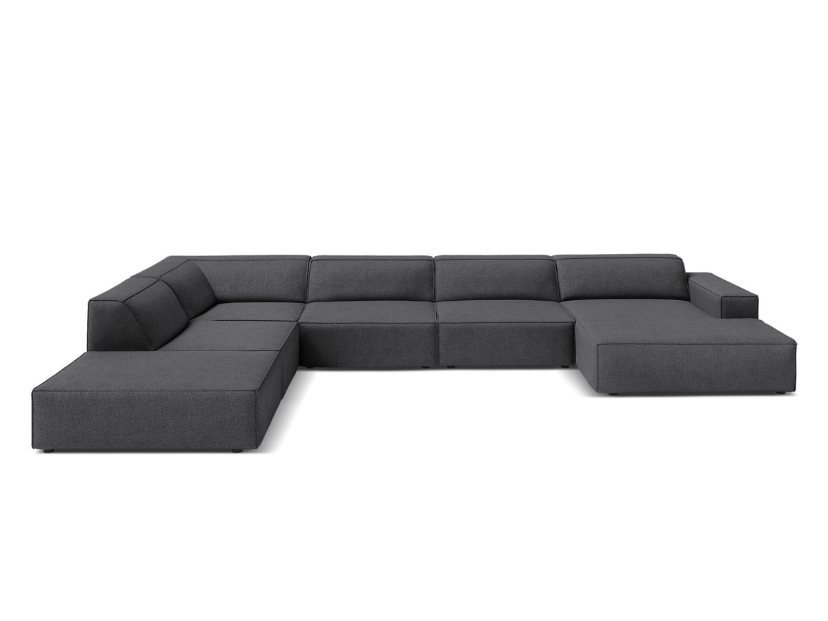 Jodie Panoramic Corner Sofa, 7 Seats, 361x258 cm — Dark Grey / Left