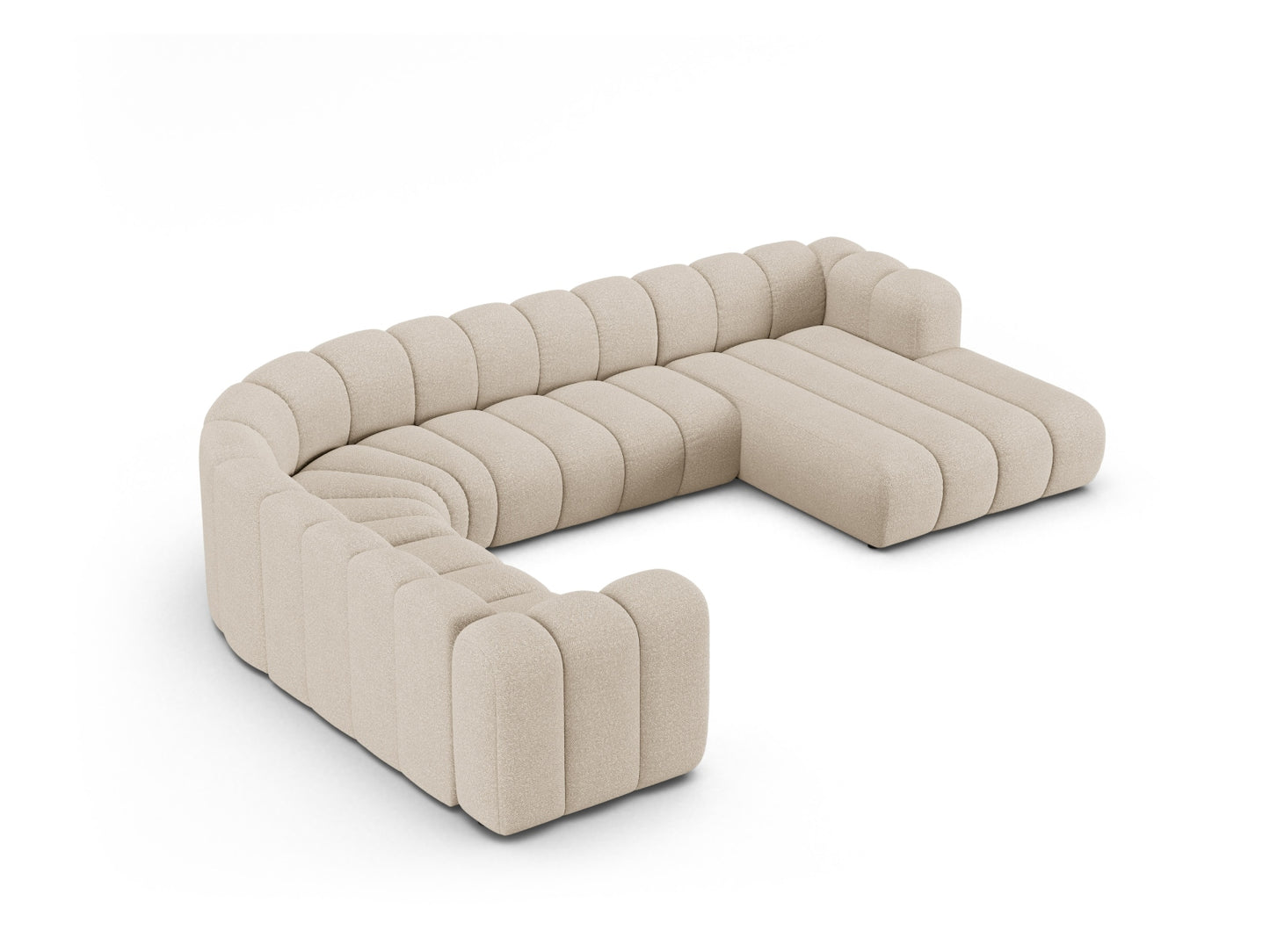 Panorama-Ecksofa Bouclé Beige Lupine — Detailansicht