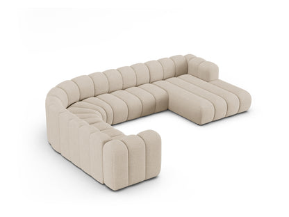 Panorama-Ecksofa Bouclé Beige Lupine — Detailansicht
