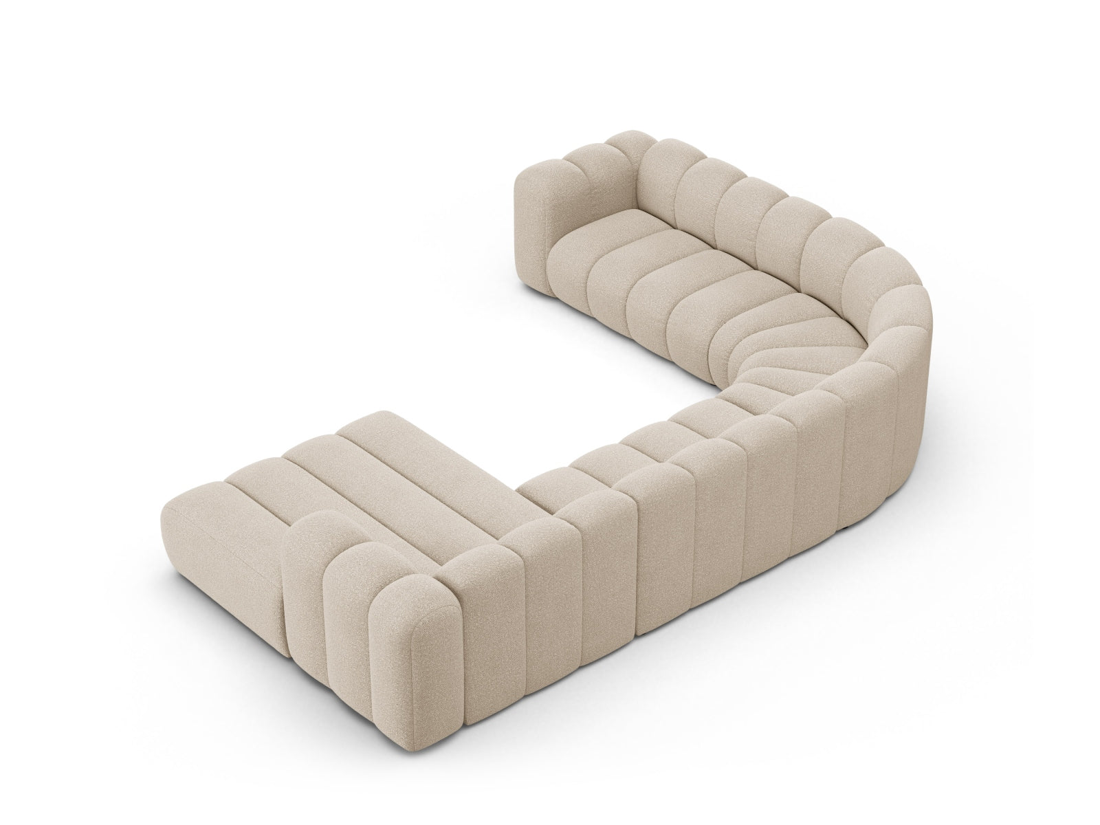 Panorama-Ecksofa Bouclé Beige Lupine — Maße und Details