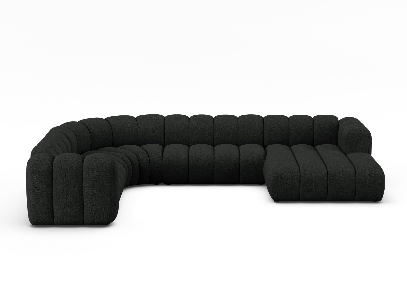 Lupine Modular Panoramic Corner Sofa, 6 Seats, 370x280 cm — Black / Left