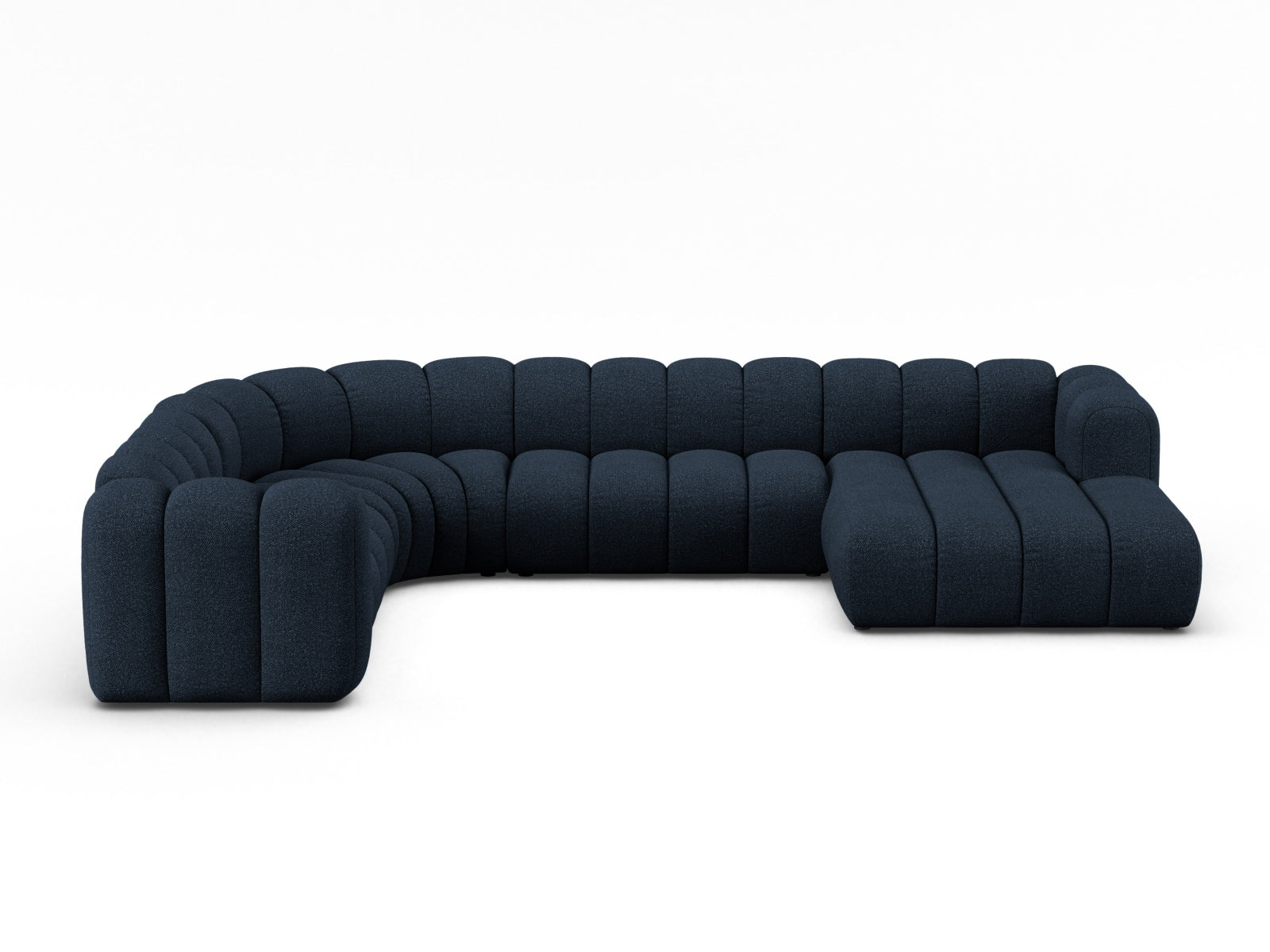 Lupine Modular Panoramic Corner Sofa, 6 Seats, 370x280 cm — Dark Blue / Left
