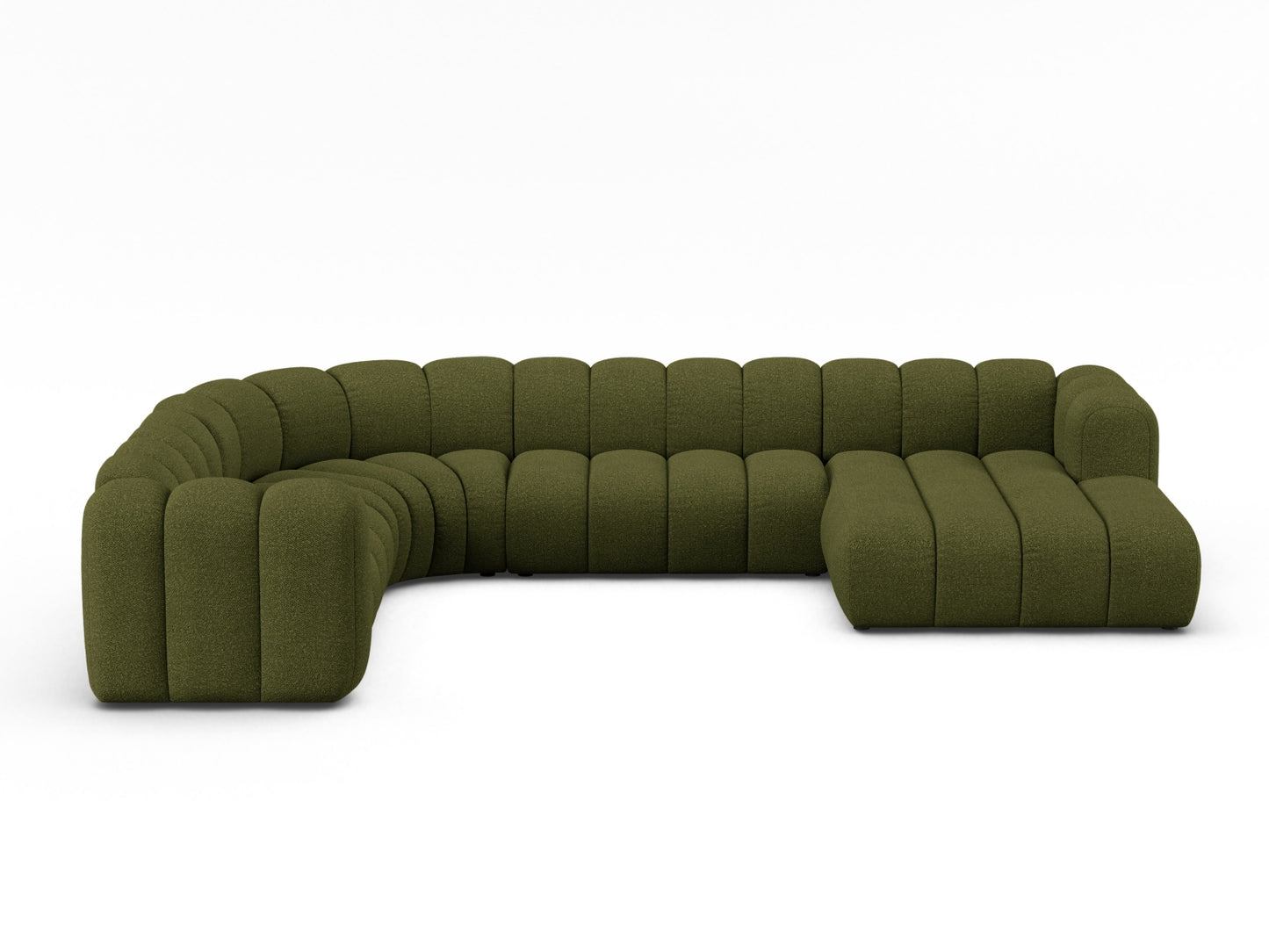 Panorama-Ecksofa Bouclé Beige Lupine — Dark Olive Green