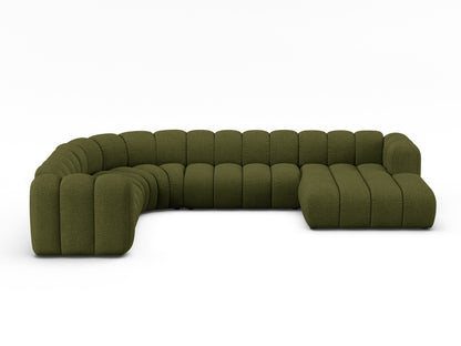 Panorama-Ecksofa Bouclé Beige Lupine — Dark Olive Green