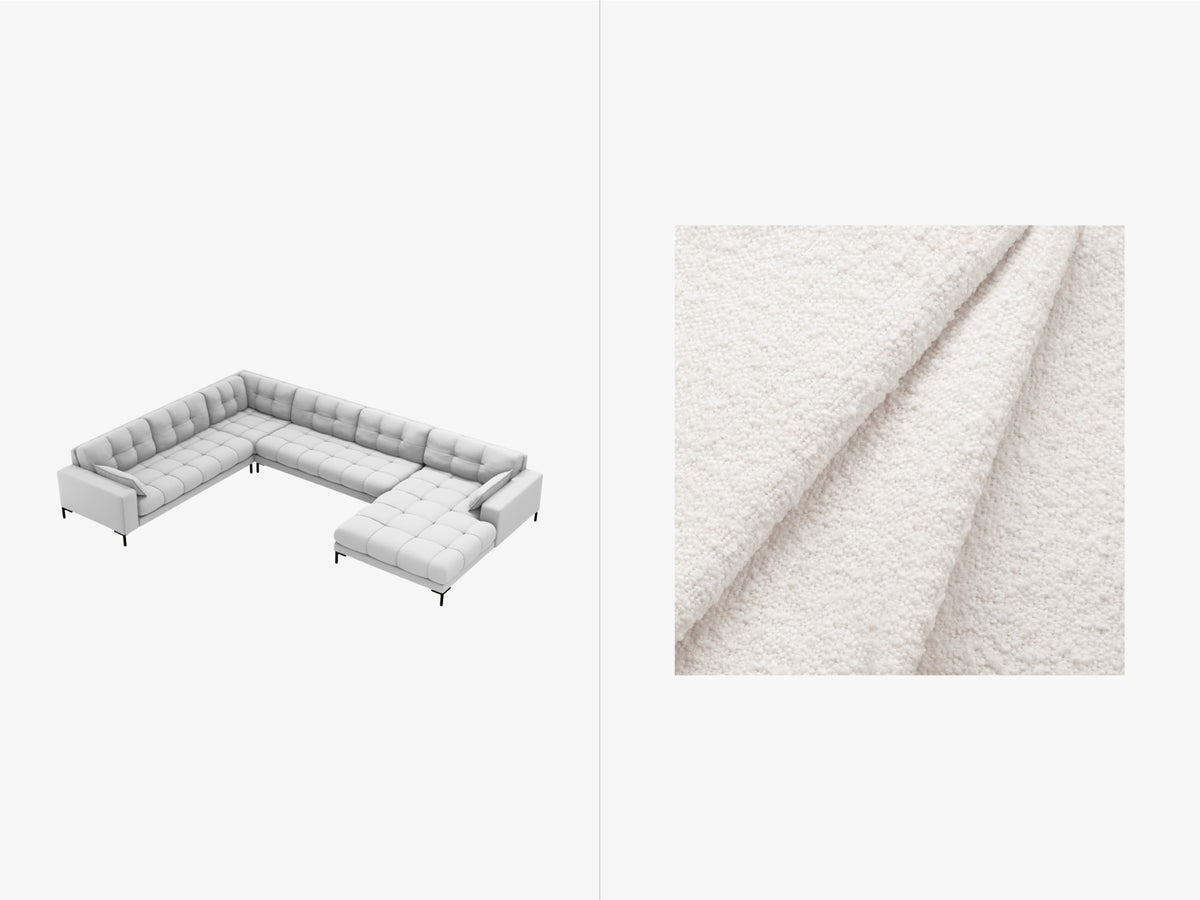 Mamaia Panoramic Corner Sofa, 7 Seats, 327x256 cm — White / Left