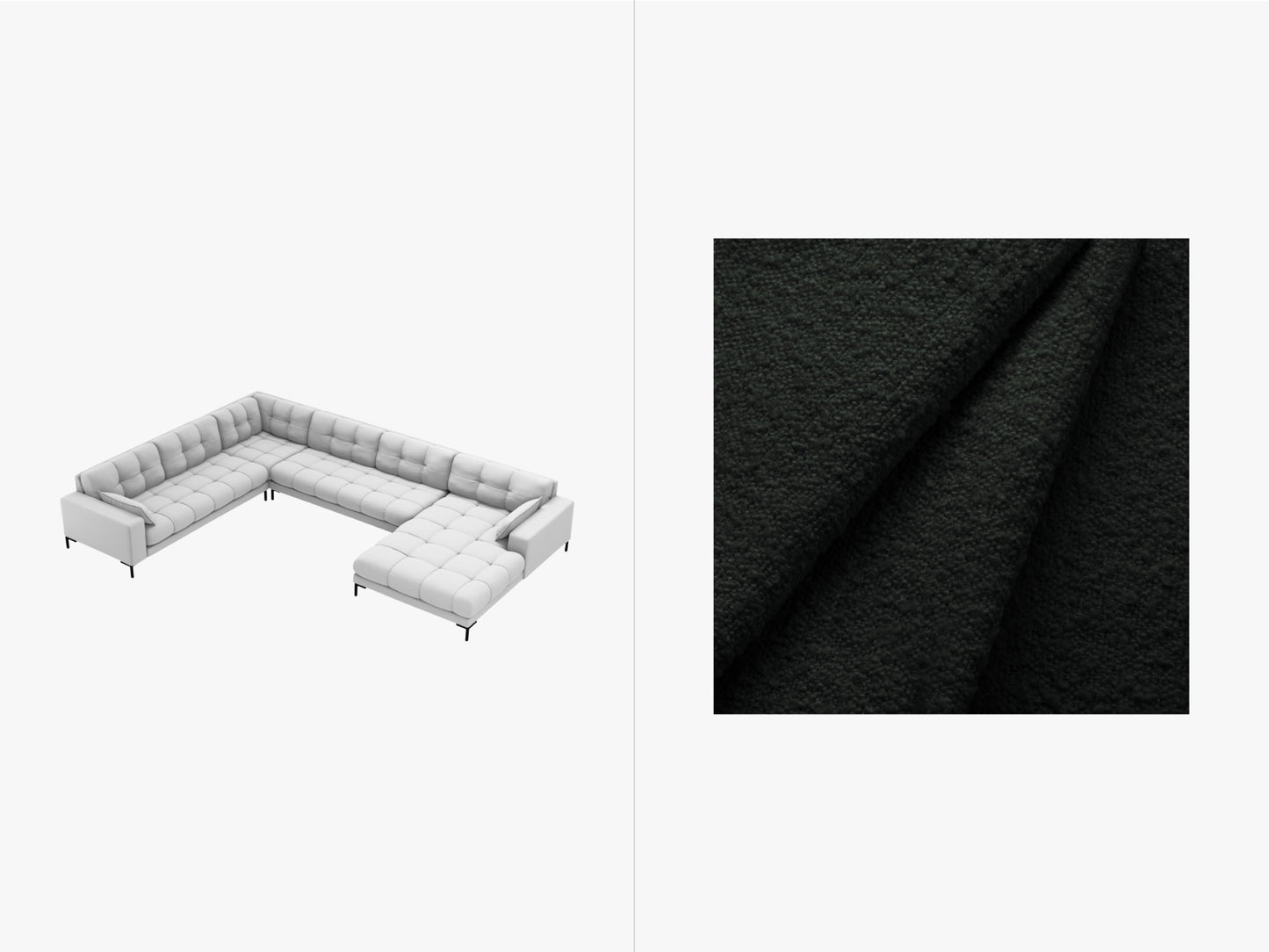 Panorama-Ecksofa Bouclé Beige Mamaia — Black