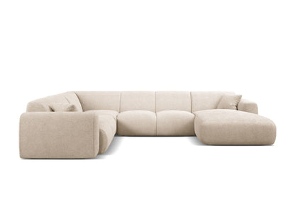 Panorama-Ecksofa Bouclé Beige Molino — Wohnbeispiel