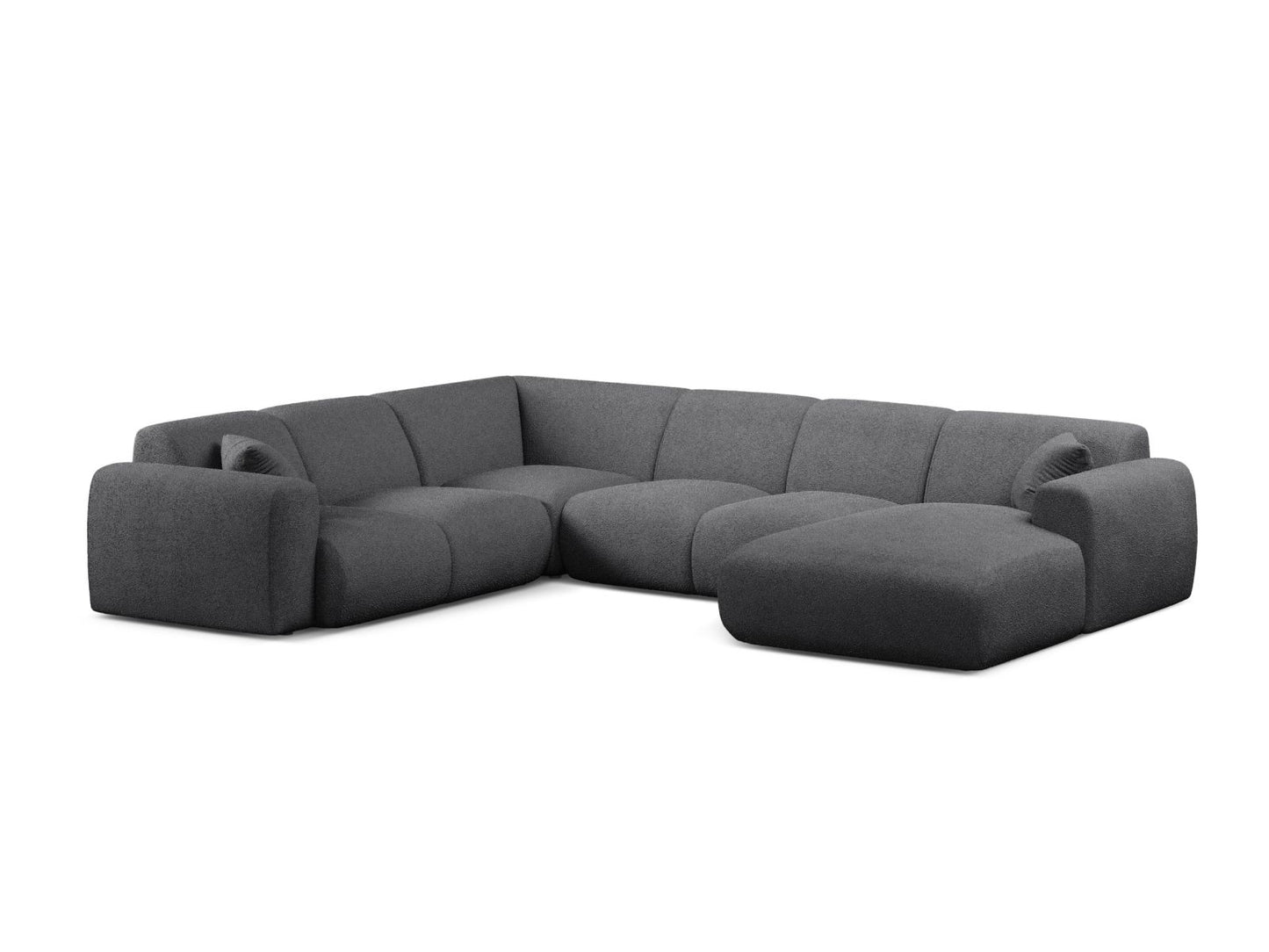 Panorama-Ecksofa Bouclé Beige Molino — Dark Grey