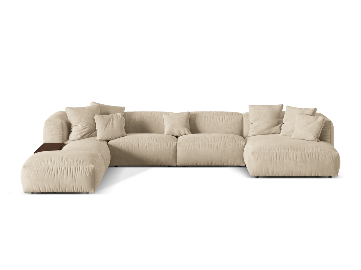 Martina Modular Panoramic Corner Sofa, 5 Seats, 406x280 cm — Light Beige / Left