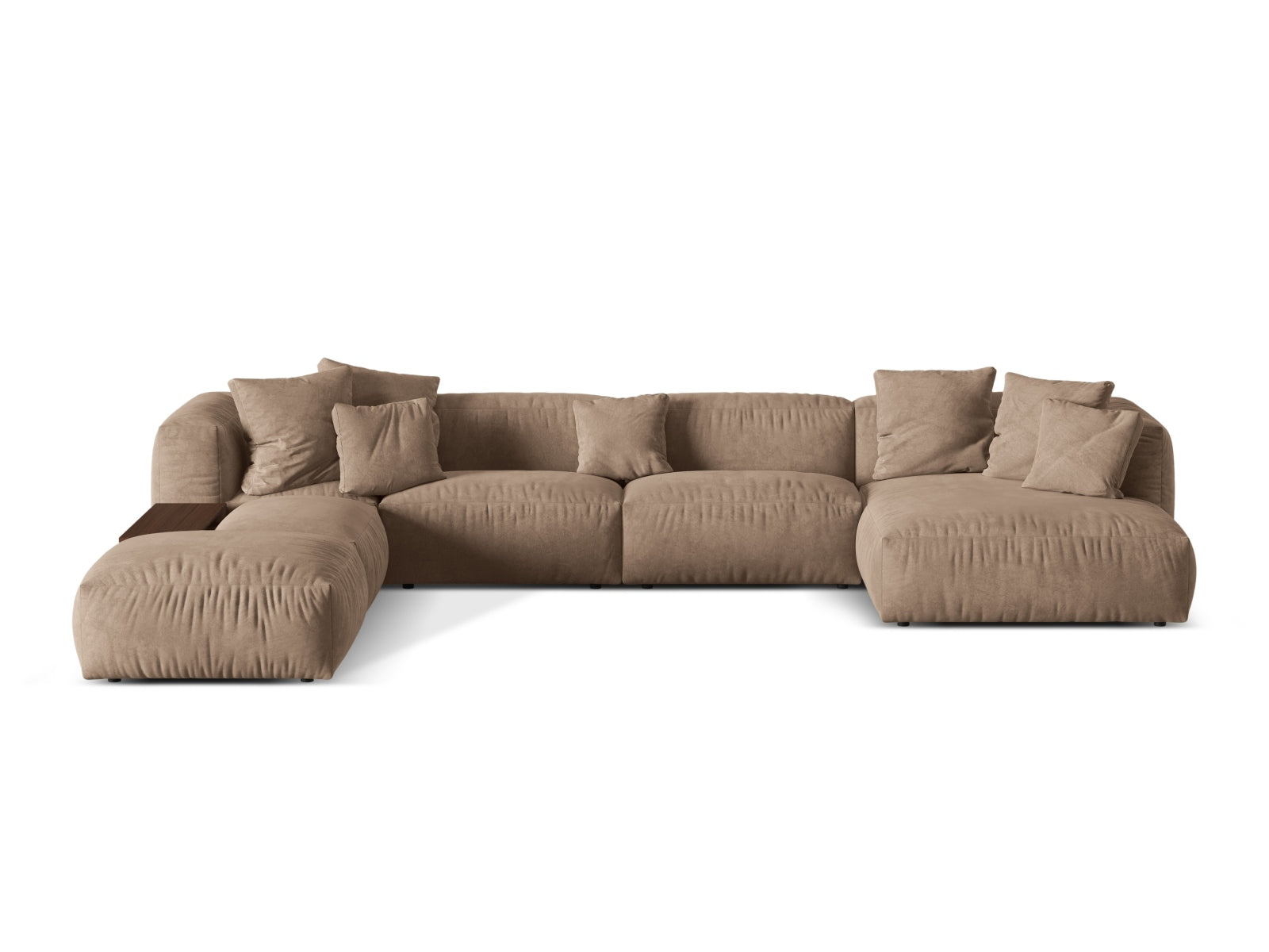 Panorama-Ecksofa Samt Dunkelbeige Martina — Dark Beige