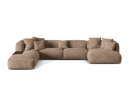 Panorama-Ecksofa Samt Dunkelbeige Martina — Dark Beige