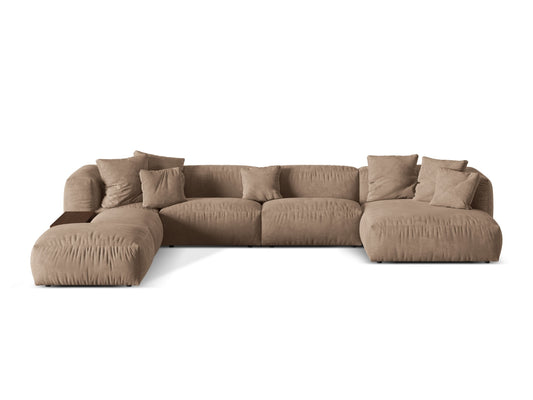 Martina Modular Panoramic Corner Sofa, 5 Seats, 406x280 cm — Dark Beige / Left