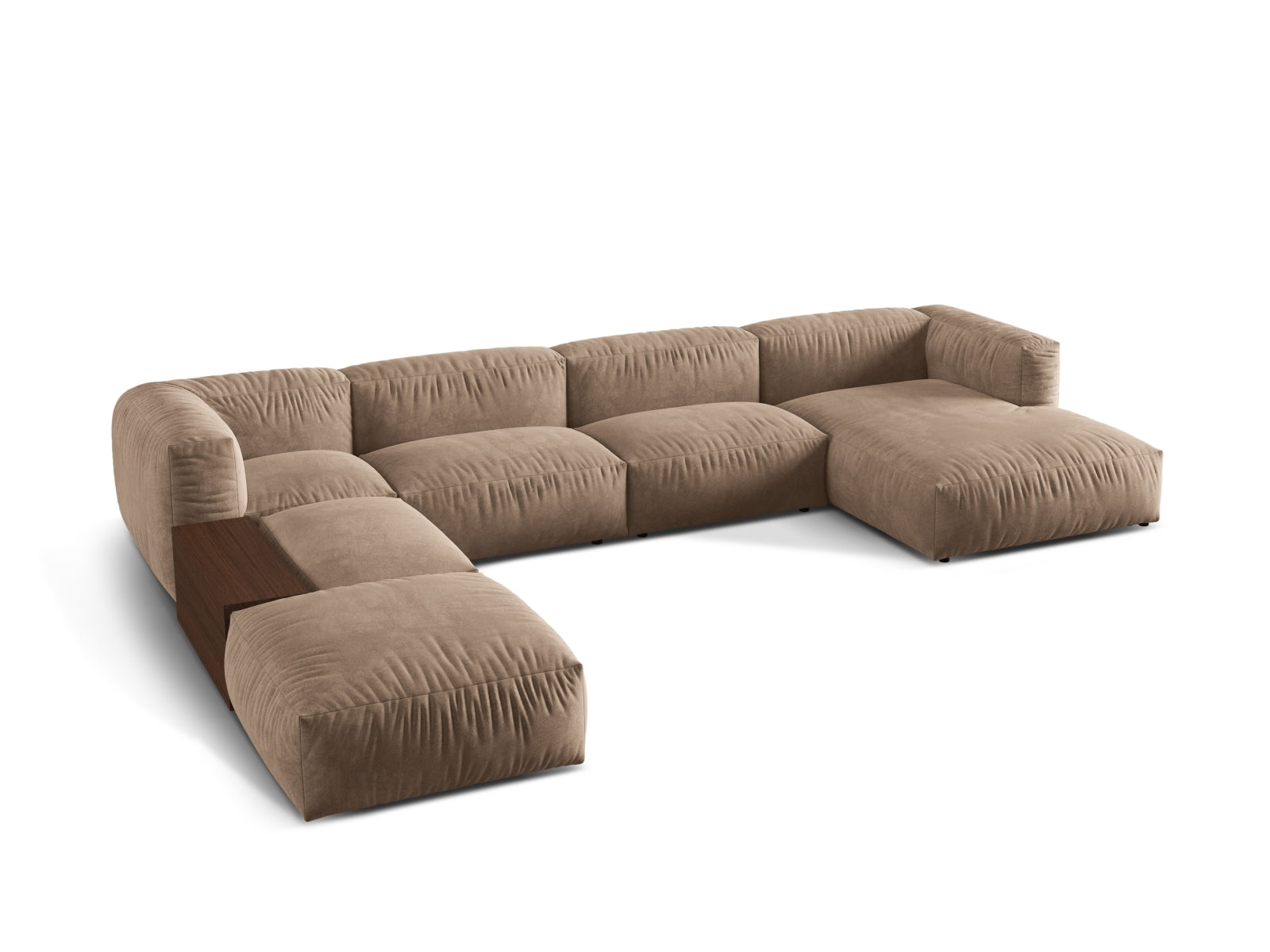 Panorama-Ecksofa Samt Dunkelbeige Martina — Detailansicht