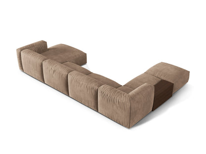 Panorama-Ecksofa Samt Dunkelbeige Martina — Maße und Details