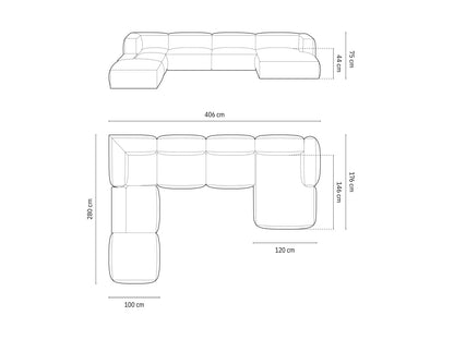Panorama-Ecksofa Samt Dunkelbeige Martina — Ansicht 5
