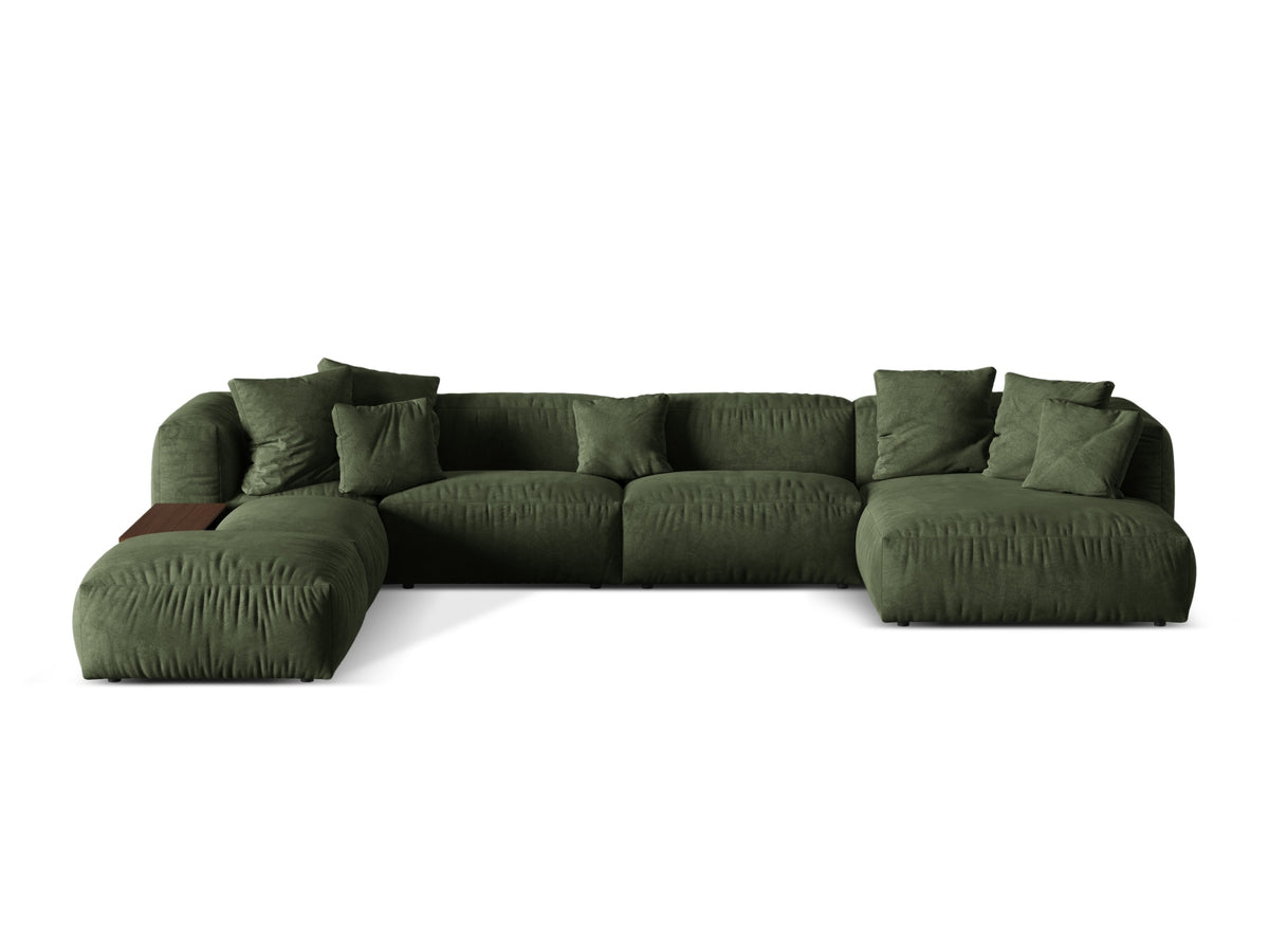 Martina Modular Panoramic Corner Sofa, 5 Seats, 406x280 cm — Green / Left