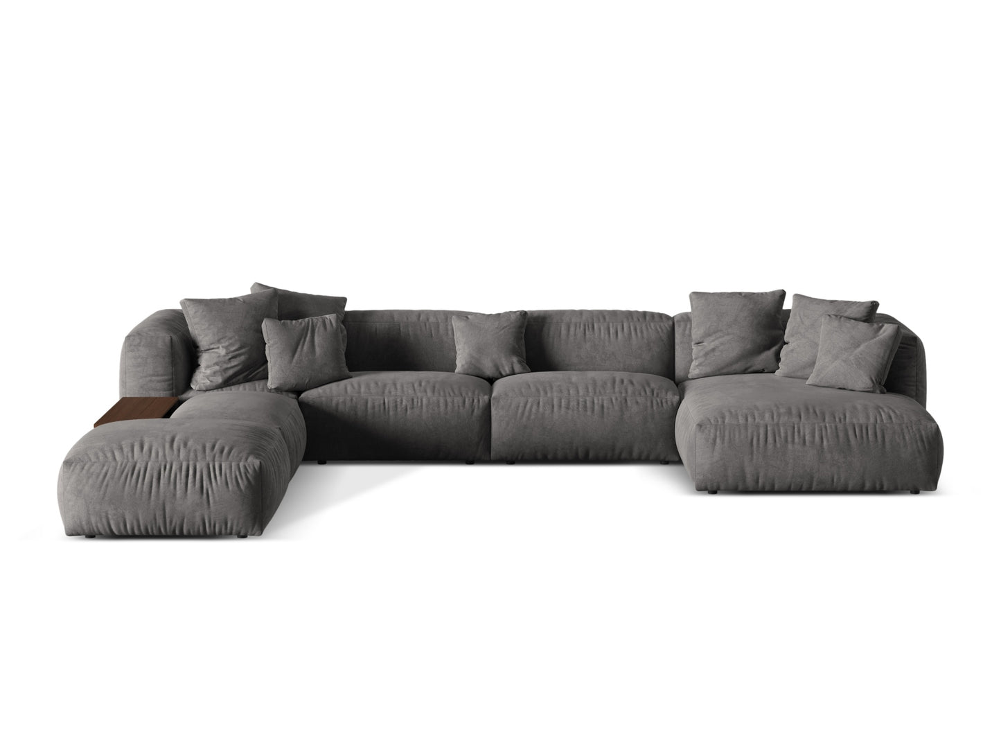 Panorama-Ecksofa Samt Dunkelbeige Martina — Grey
