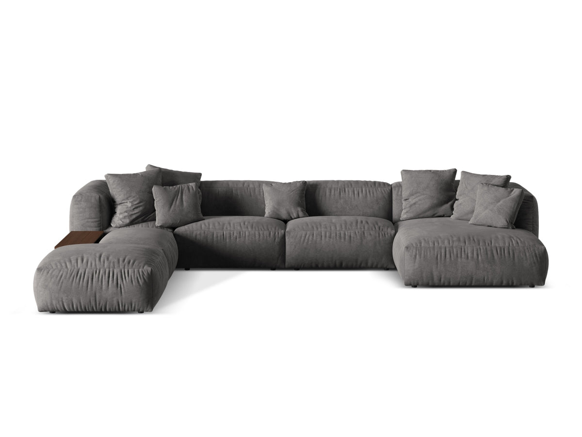 Martina Modular Panoramic Corner Sofa, 5 Seats, 406x280 cm — Grey / Left