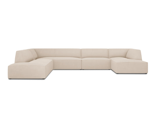 Ruby Panoramic Corner Sofa, 7 Seats, 366x273 cm — Beige / Left