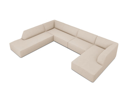 Panorama-Ecksofa Strukturstoff Beige Ruby — Detailansicht