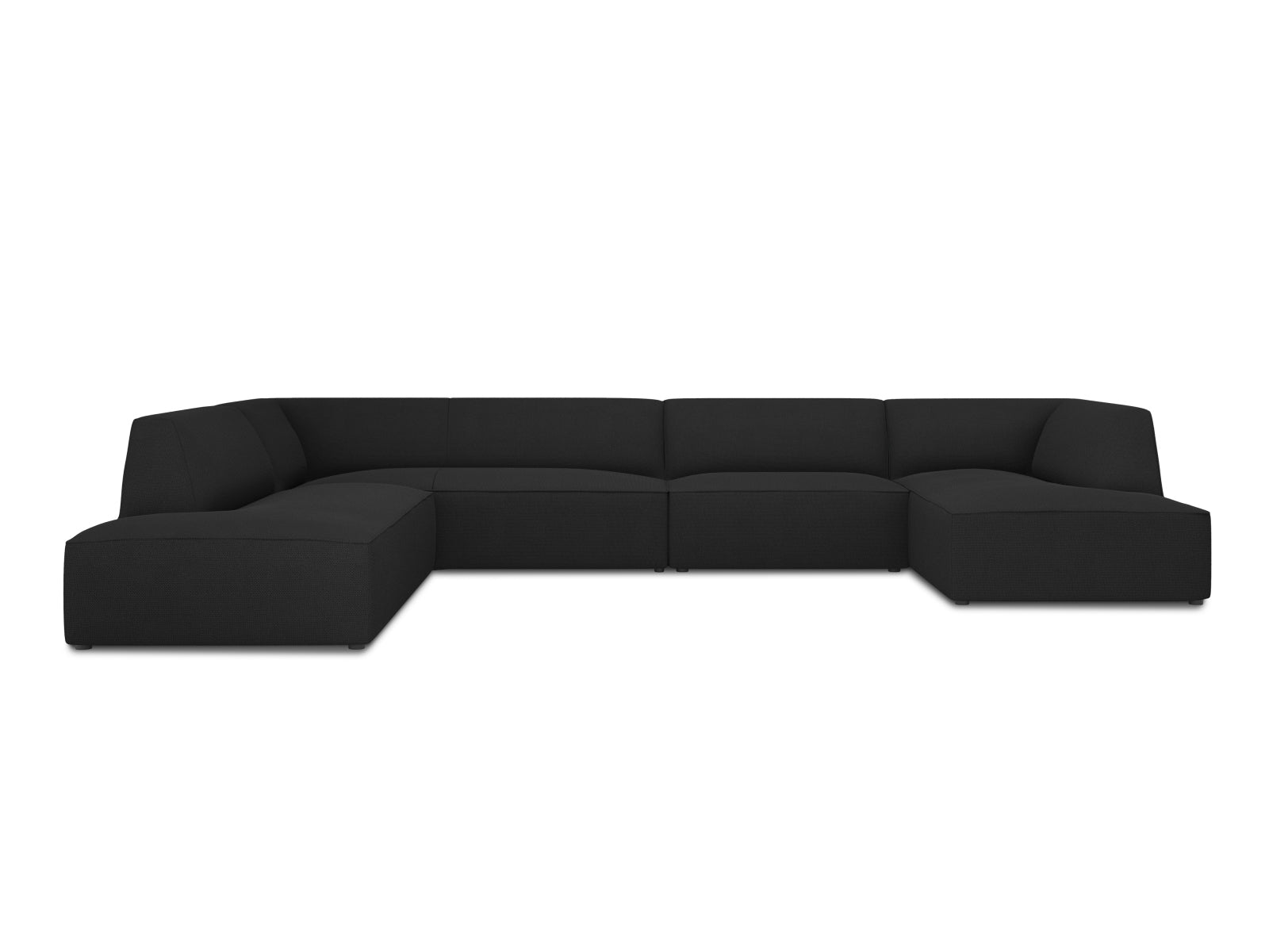 Ruby Panoramic Corner Sofa, 7 Seats, 366x273 cm — Black / Left