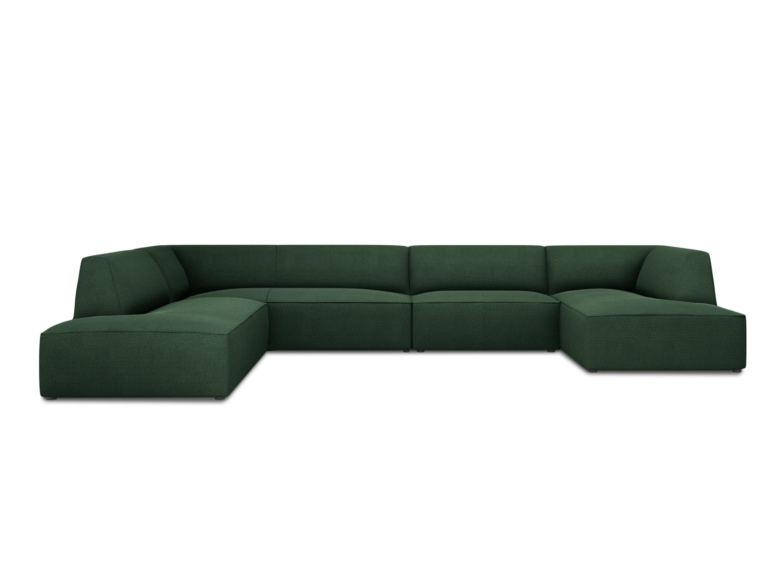 Ruby Panoramic Corner Sofa, 7 Seats, 366x273 cm — Green / Left