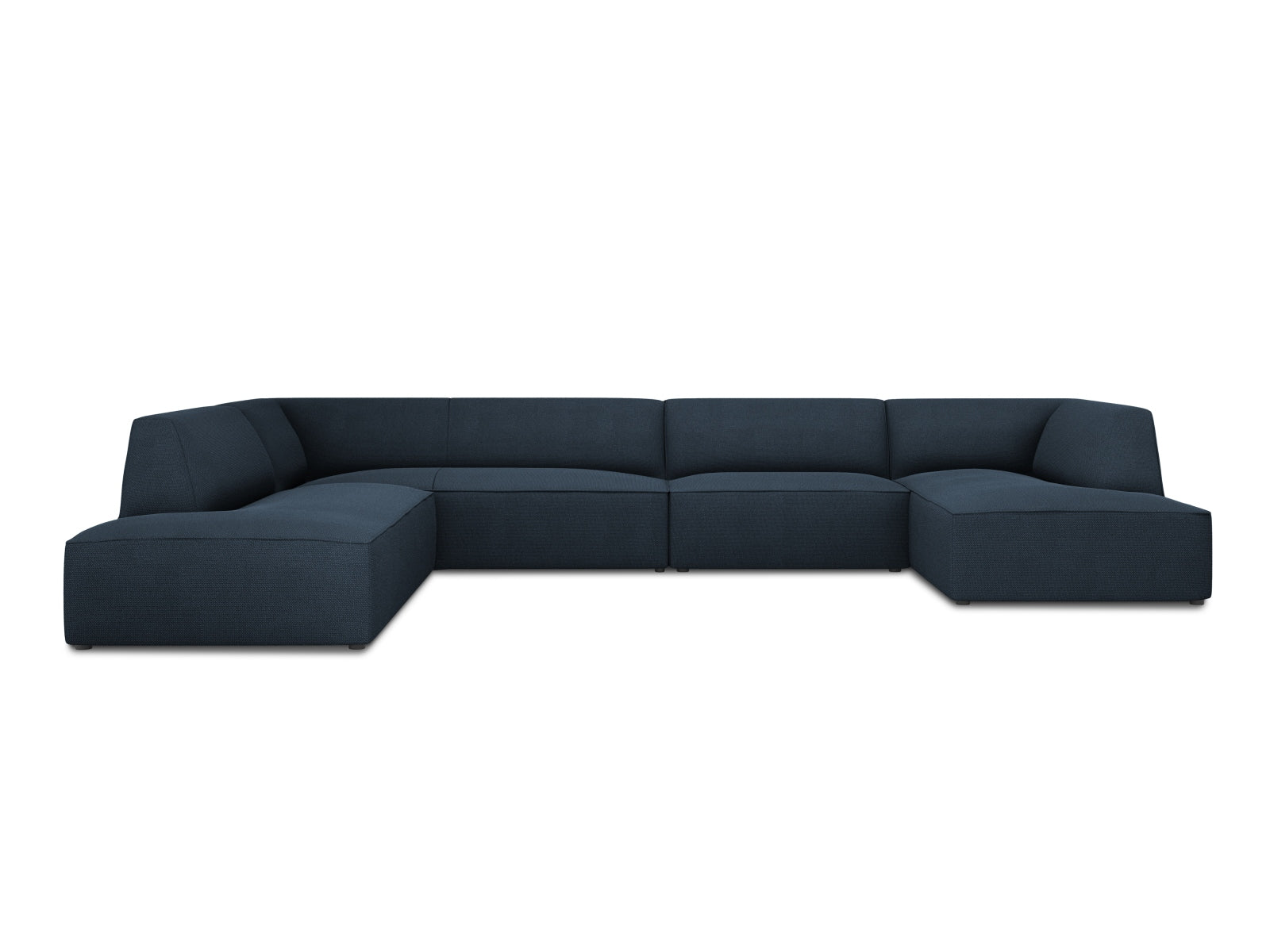 Ruby Panoramic Corner Sofa, 7 Seats, 366x273 cm — Navy Blue / Left