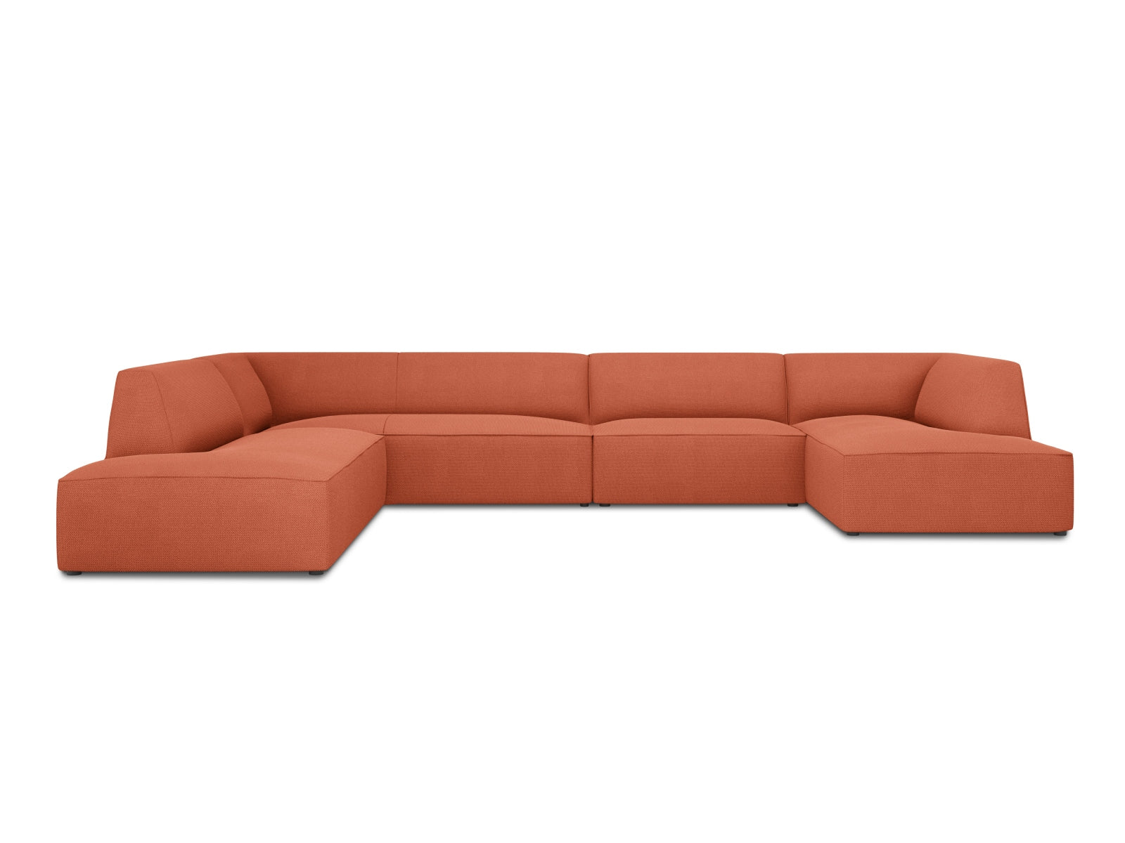 Ruby Panoramic Corner Sofa, 7 Seats, 366x273 cm — Coral / Left
