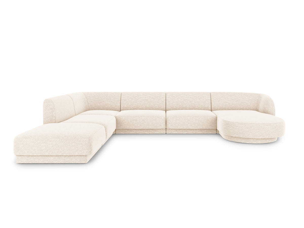 Miley Panoramic Corner Sofa, 6 Seats, 330x255 cm — Light Beige / Left