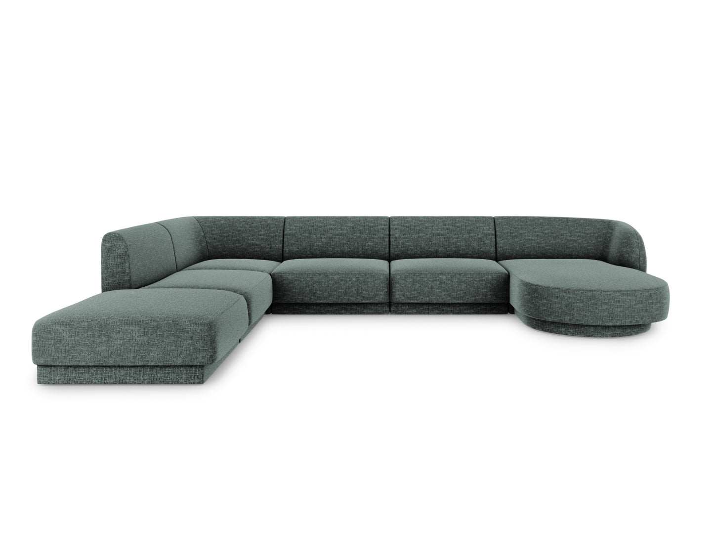 Panorama-Ecksofa Chenille Beige Miley — Petrol