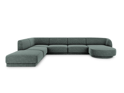 Panorama-Ecksofa Chenille Beige Miley — Petrol