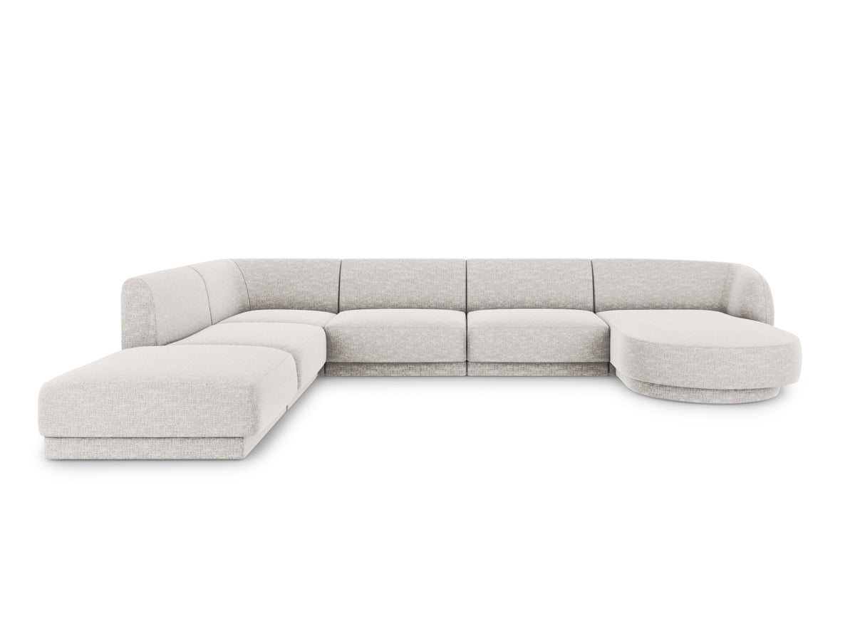 Miley Panoramic Corner Sofa, 6 Seats, 330x255 cm — Light Grey / Left